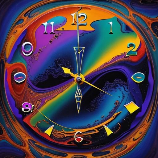 Surreal Dreamscape with Melting Clocks in Vibrant Colors