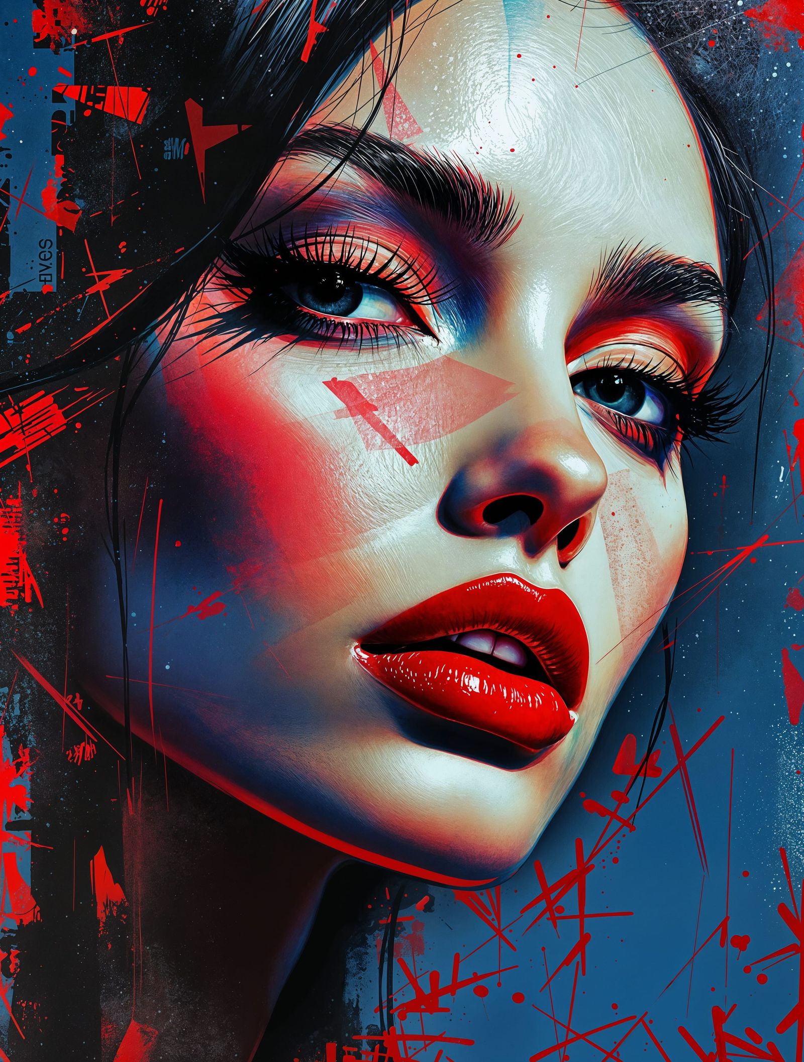 Bold Portrait in Vibrant Digital Pop Art Style