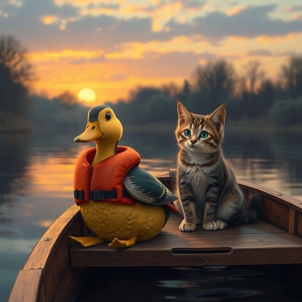 Whimsical River Scene in Beatrix Potter Style