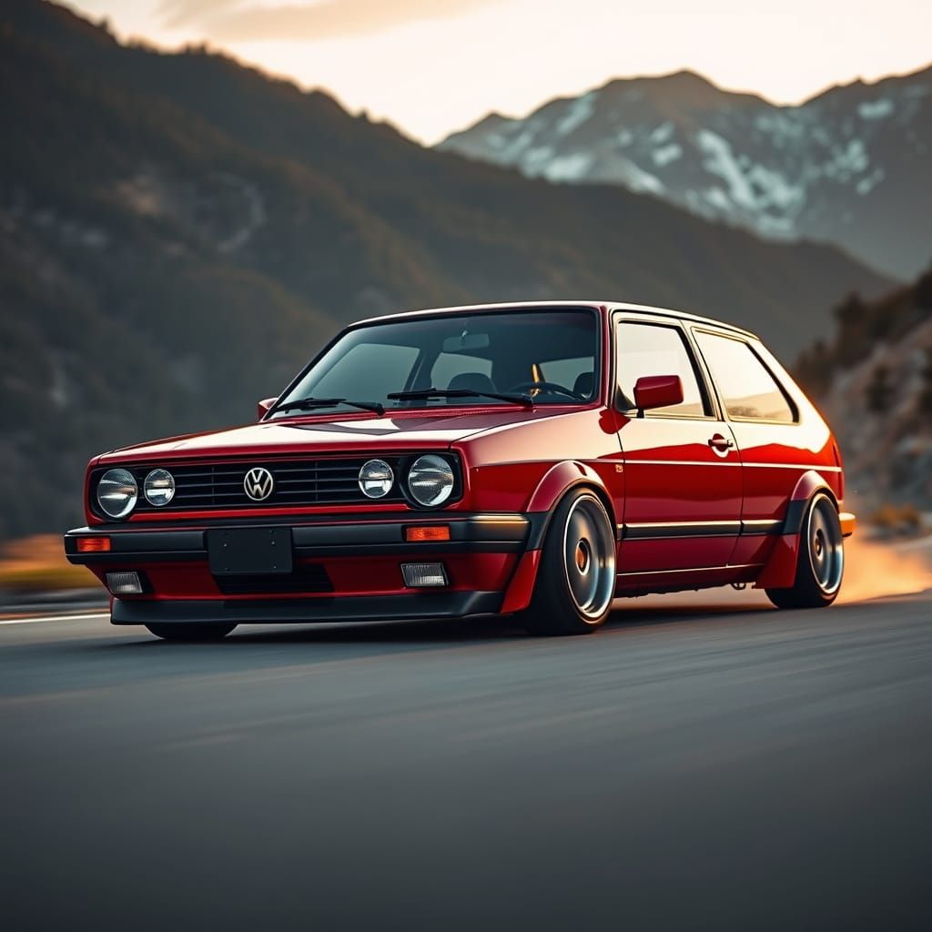 Restored 1991 VW Golf GTI at Golden Hour