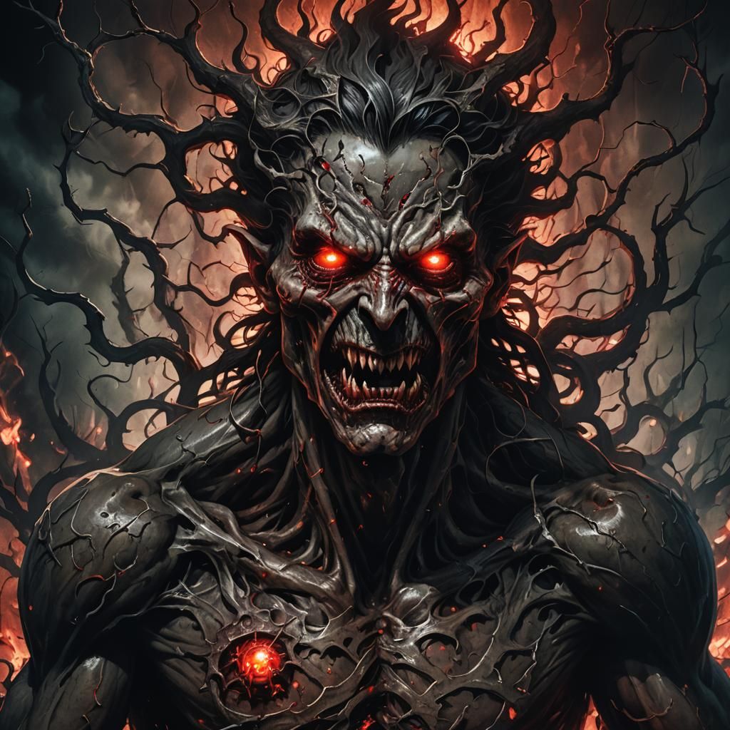 Dark Fantasy Portrait: Demonic Entities in Chiaroscuro