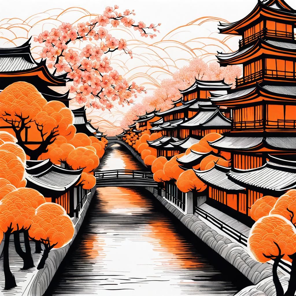 Tsunami Hits Traditional Japanese City with Sakura