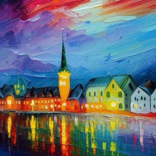 Scandinavian misty town