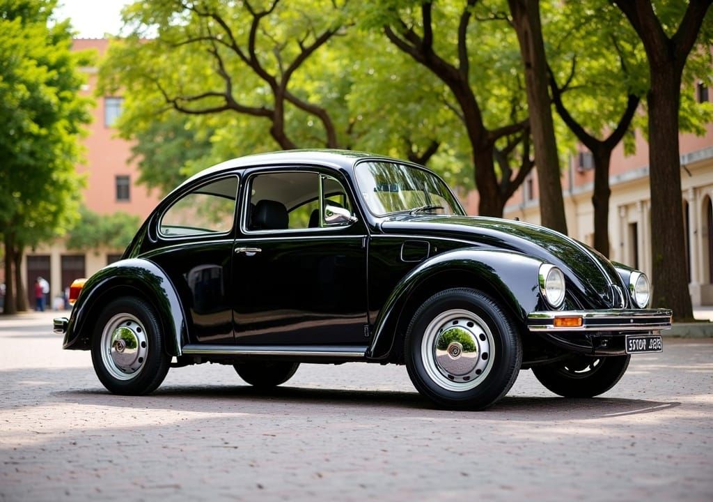 Classic 1985 VW Beetle in Mexico City Square