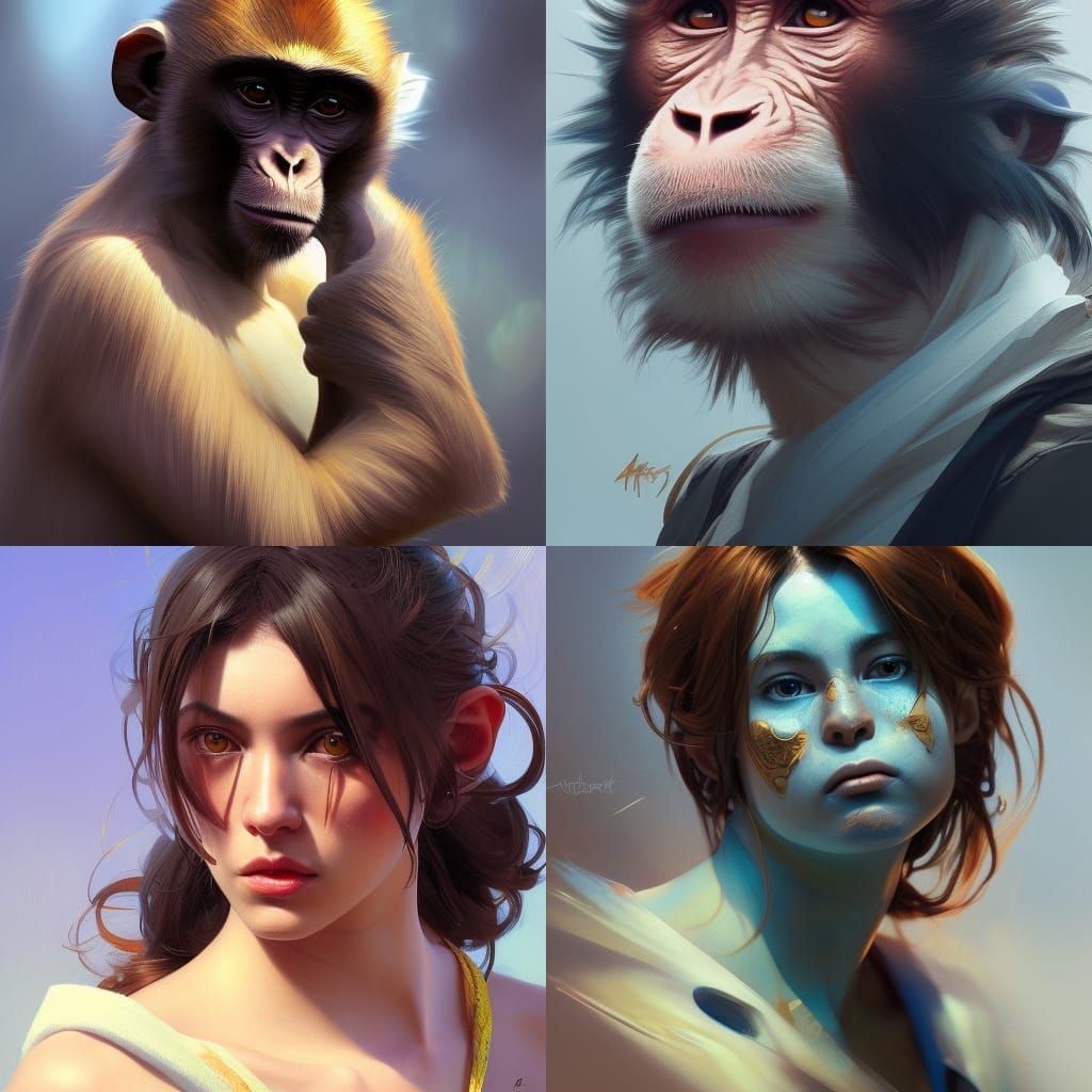 Detailed Monkey Portrait in Artstation Style