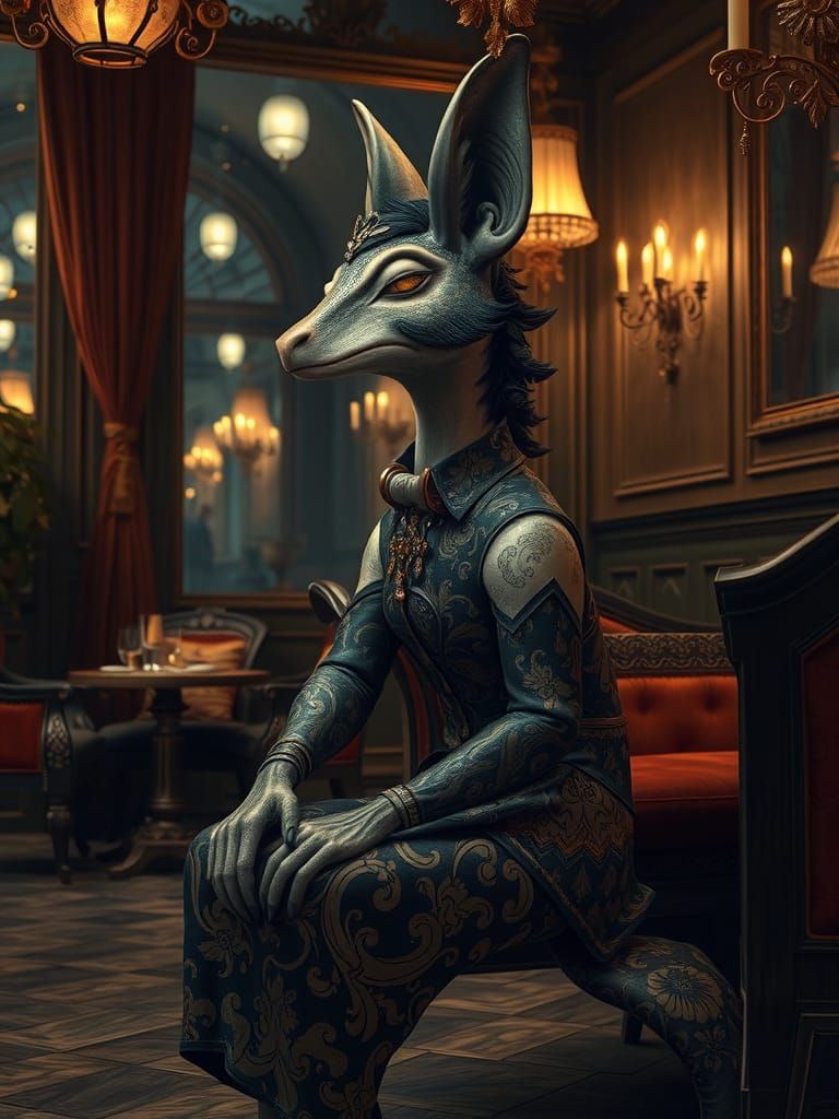 Anthropomorphic Kubutz in a Sophisticated Cafe