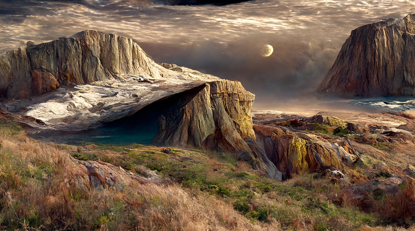 Extraterrestrial Cliffscape in High-Resolution Photography S...
