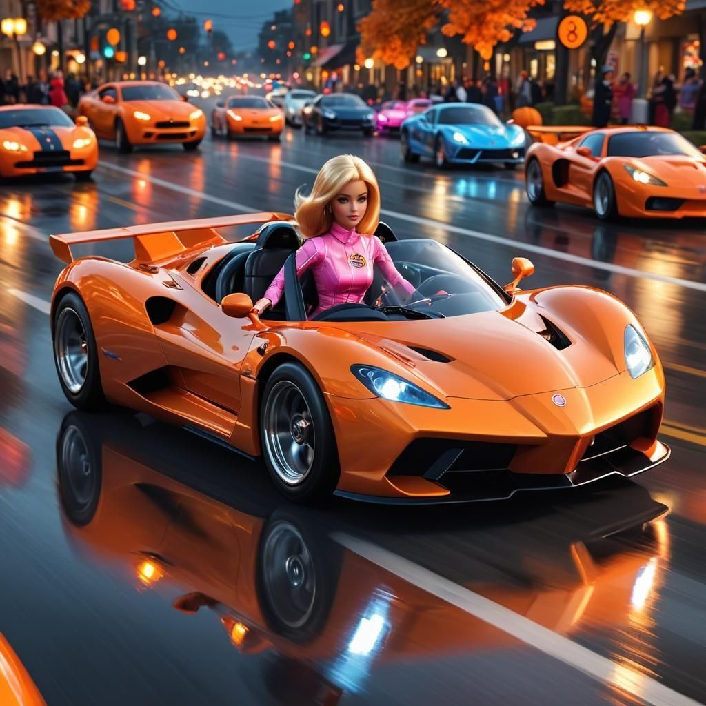 Barbie as Speed Racer in Halloween Race