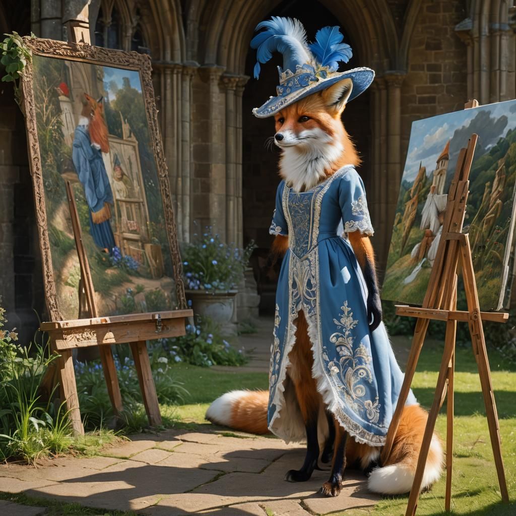 Fox in Gown Painting at Underhill Abbey