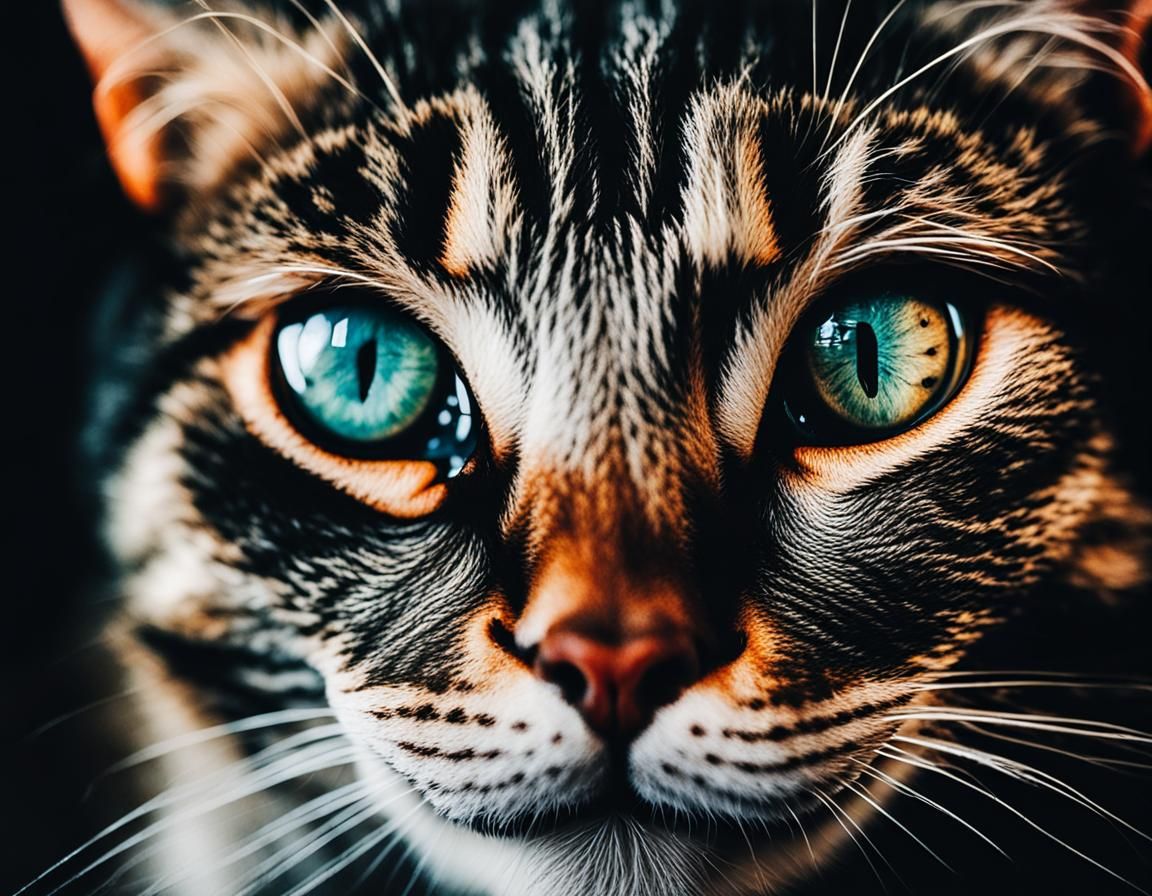 Abstract One-Eyed Cat: Hyperrealistic Eye Portrait