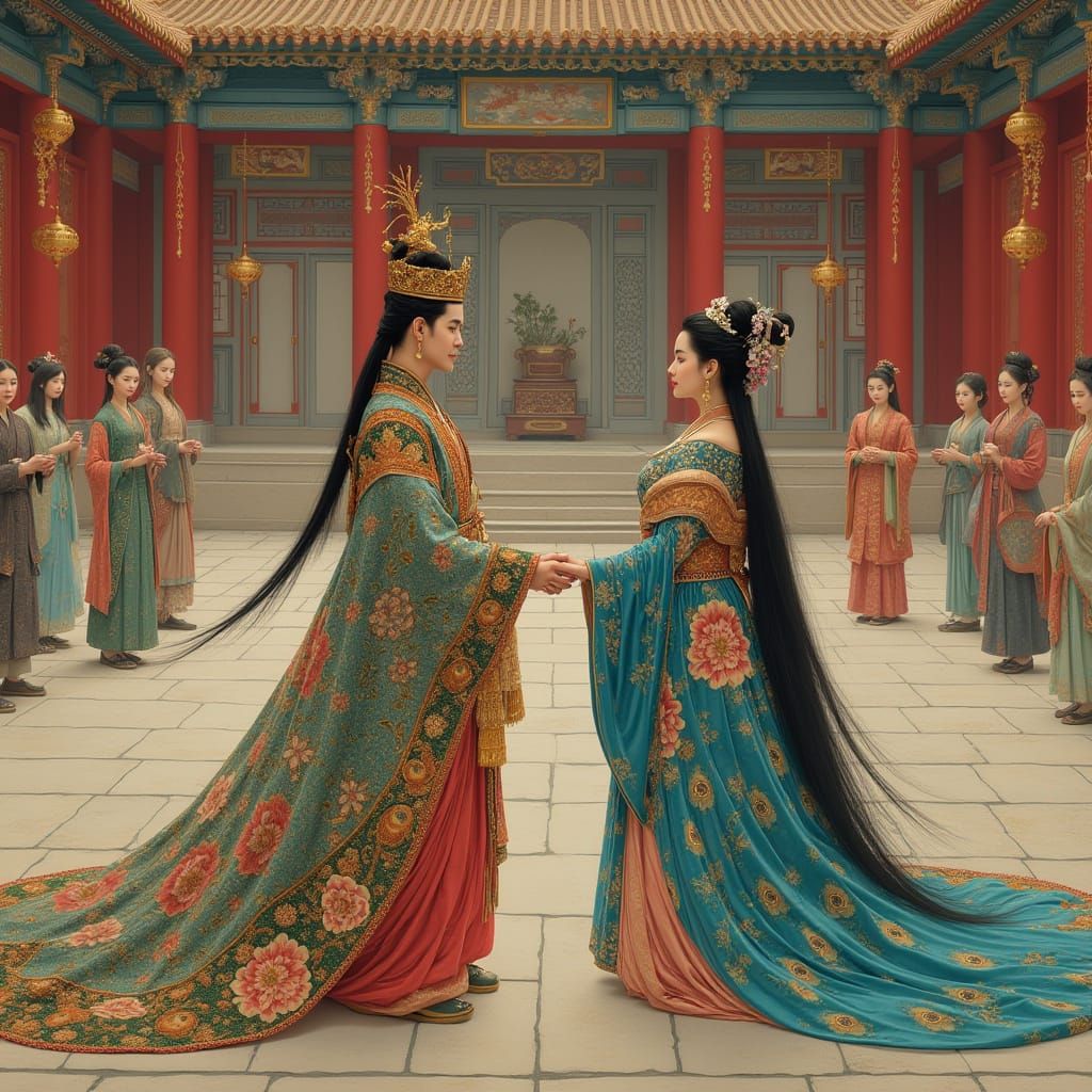 Asian Dai Prince Meets Peacock Princess in Grand Imperial Co...