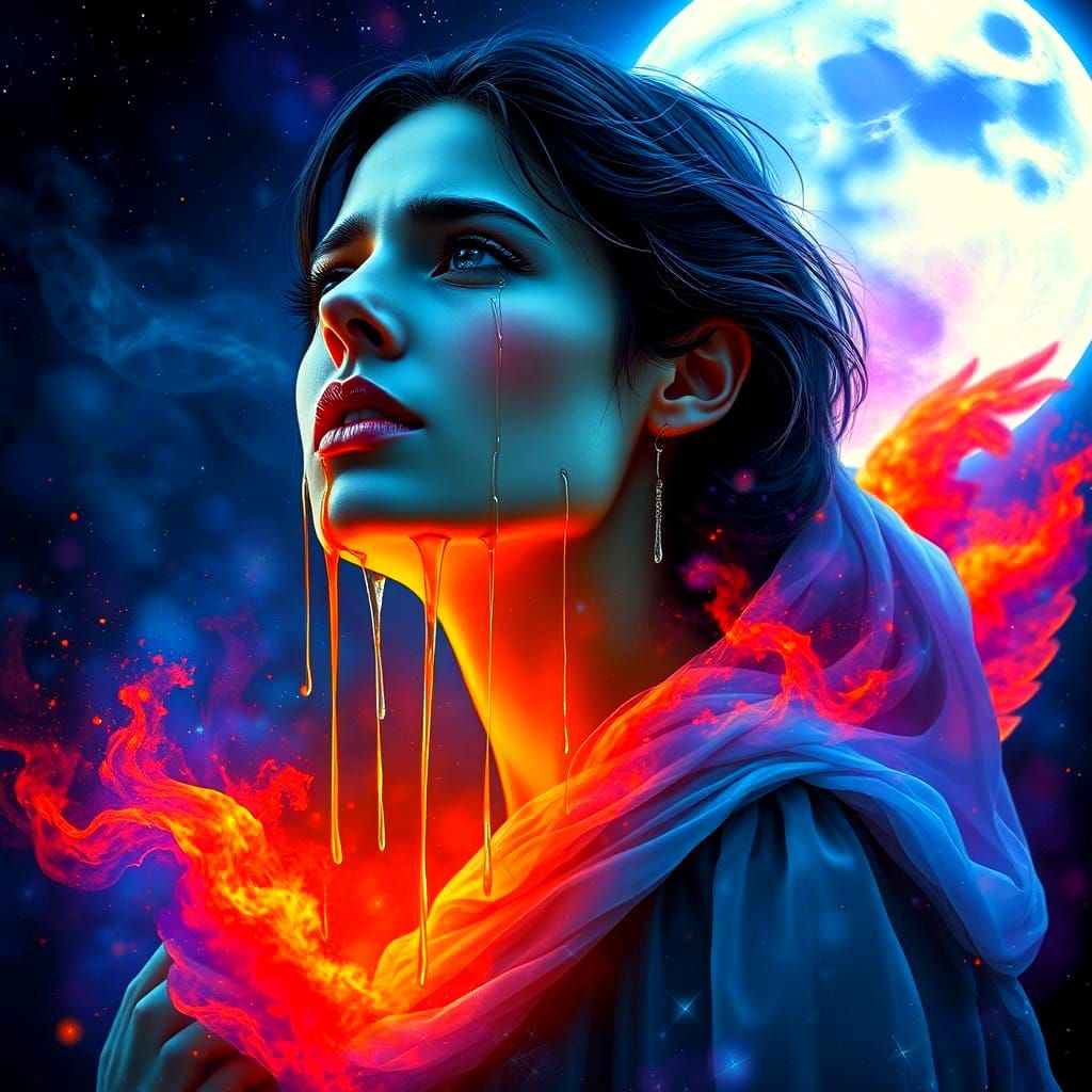 Ethereal Moon Goddess in Agony