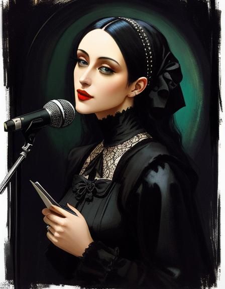 Microphone in Ashcan School Gothic Art Style