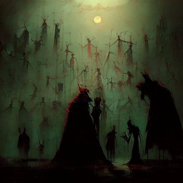 Sinister Shadow People in the Night: Digital Painting