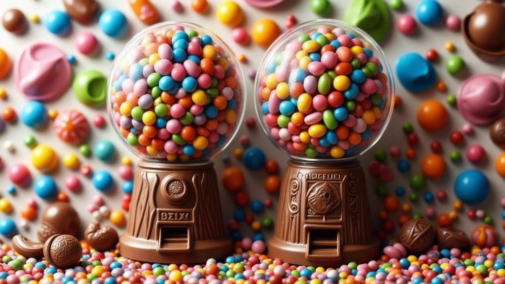 Hyperrealistic Chocolate Gumball Machine Sculpture