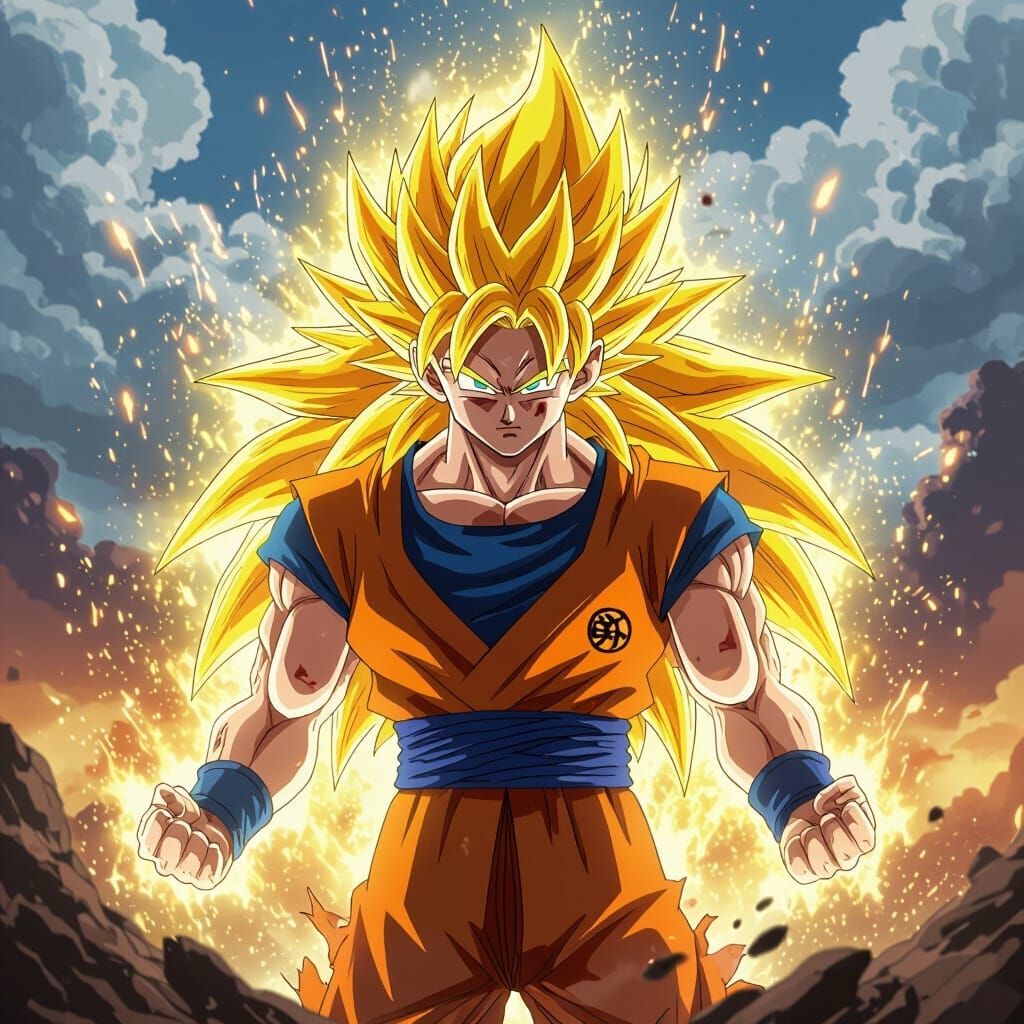 Goku Super Saiyajin 3 Ready for Battle