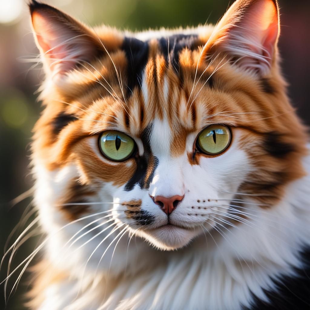 Beautiful Calico Cat Portrait in Natural Light