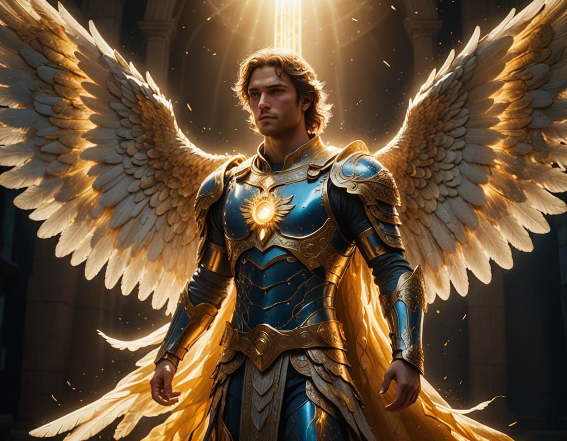 Celestial Ascension in Ethereal Blue Armor