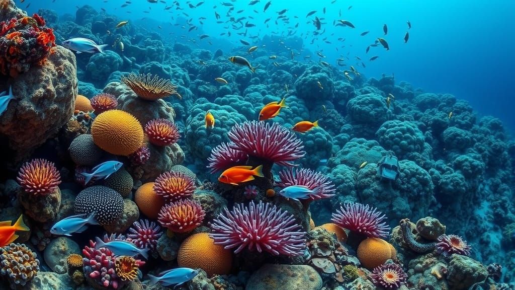 Hyperrealistic Coral Reef Scene with Marine Life