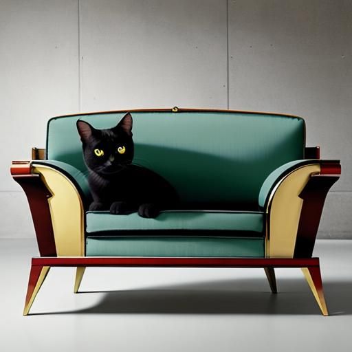 Cat Couch in Art Deco Style