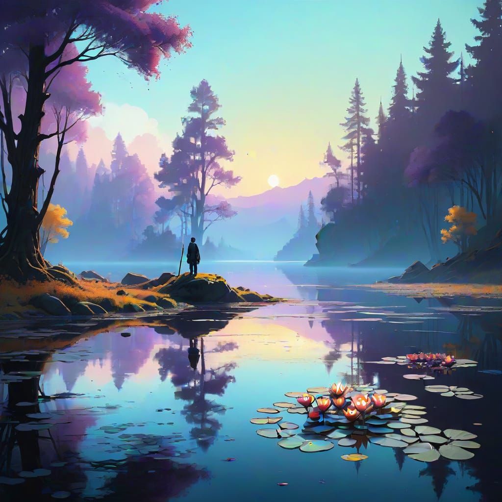 Ethereal Lake Landscape in Dreamlike Unreal Engine 5 Style