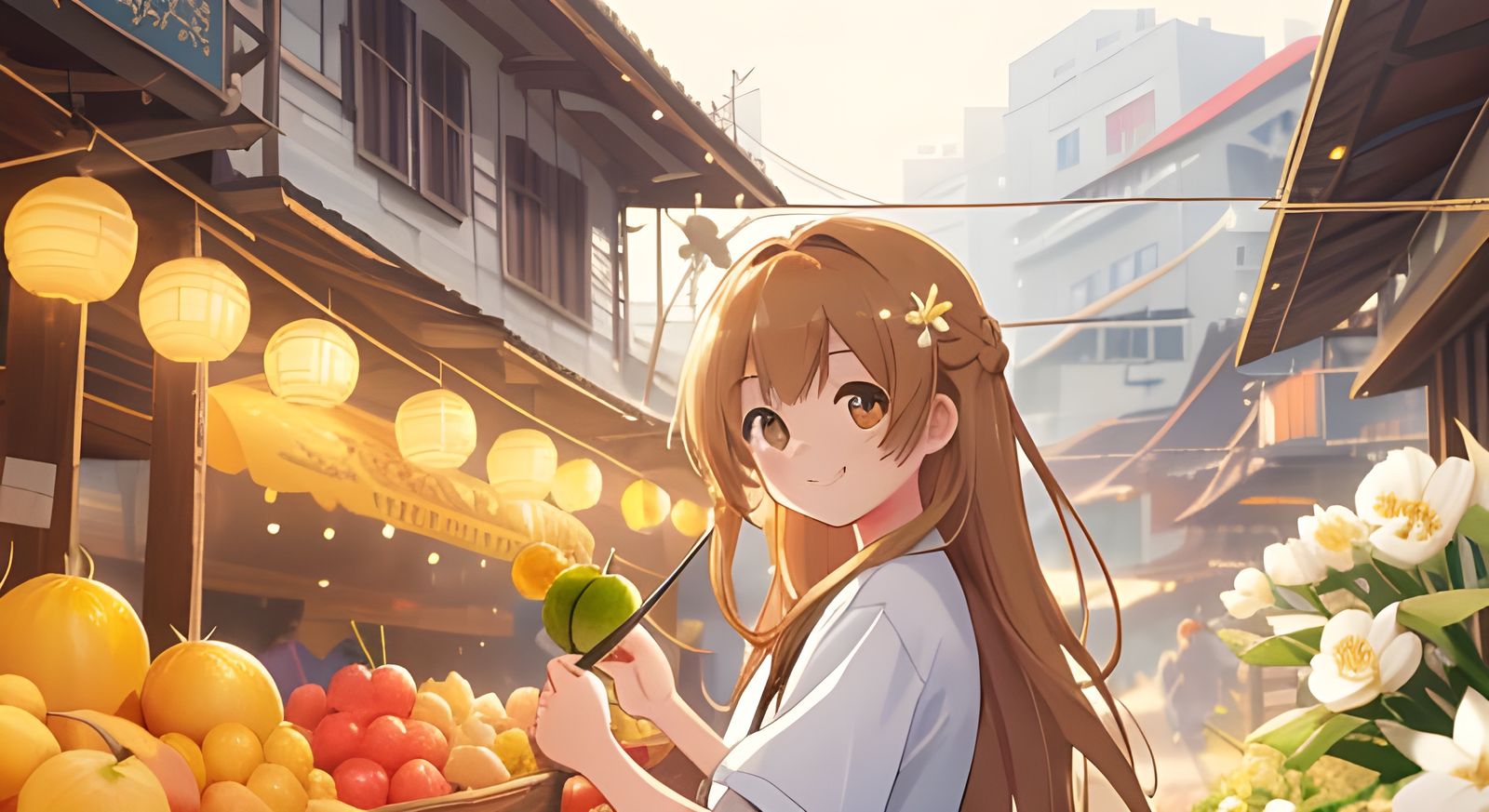 Thai Girl in Bangkok Floating Market Desktop Wallpaper