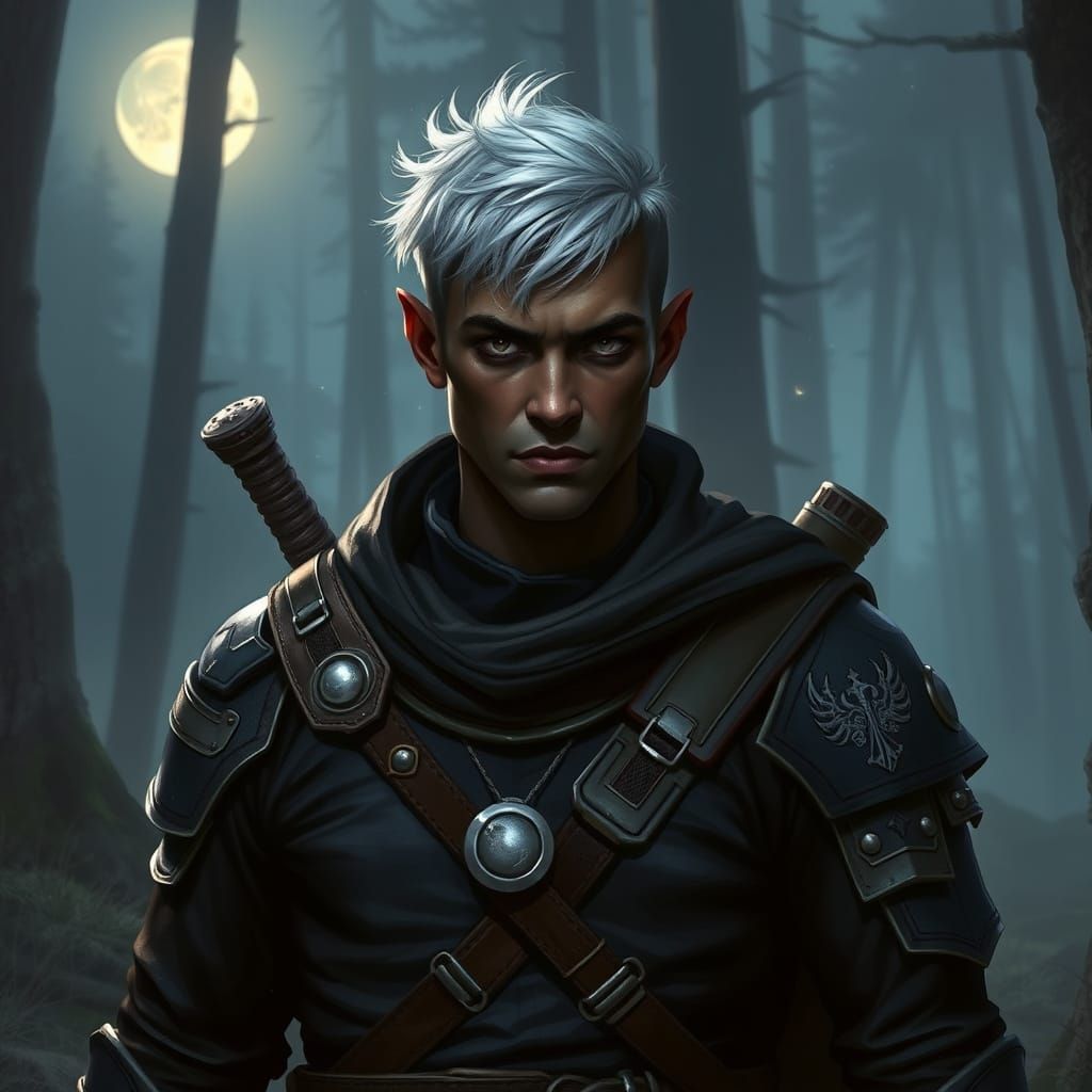 Drow Ranger in Misty Forest, Digital Art