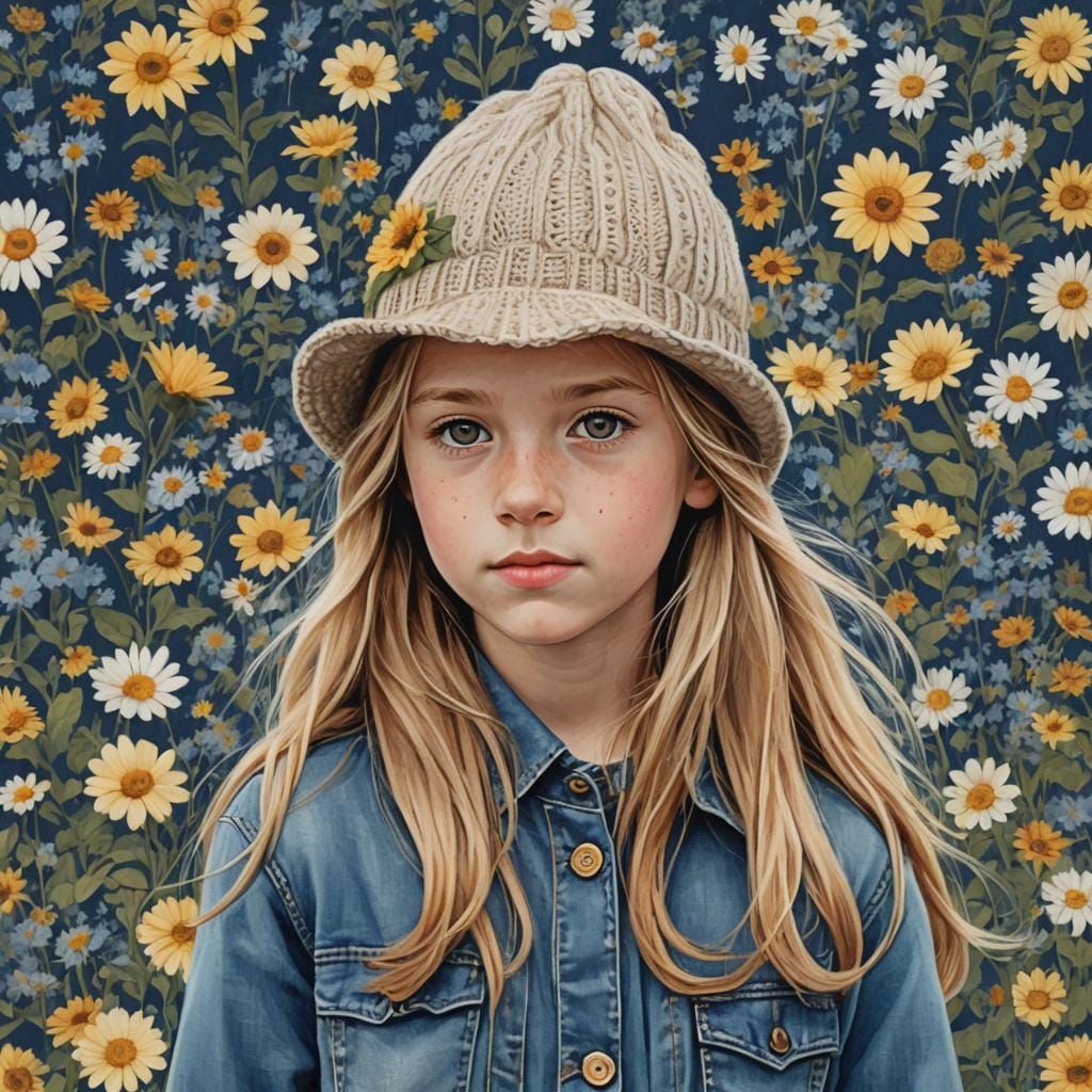 Girl with Flowers in Pixar-Style 3D Rendering