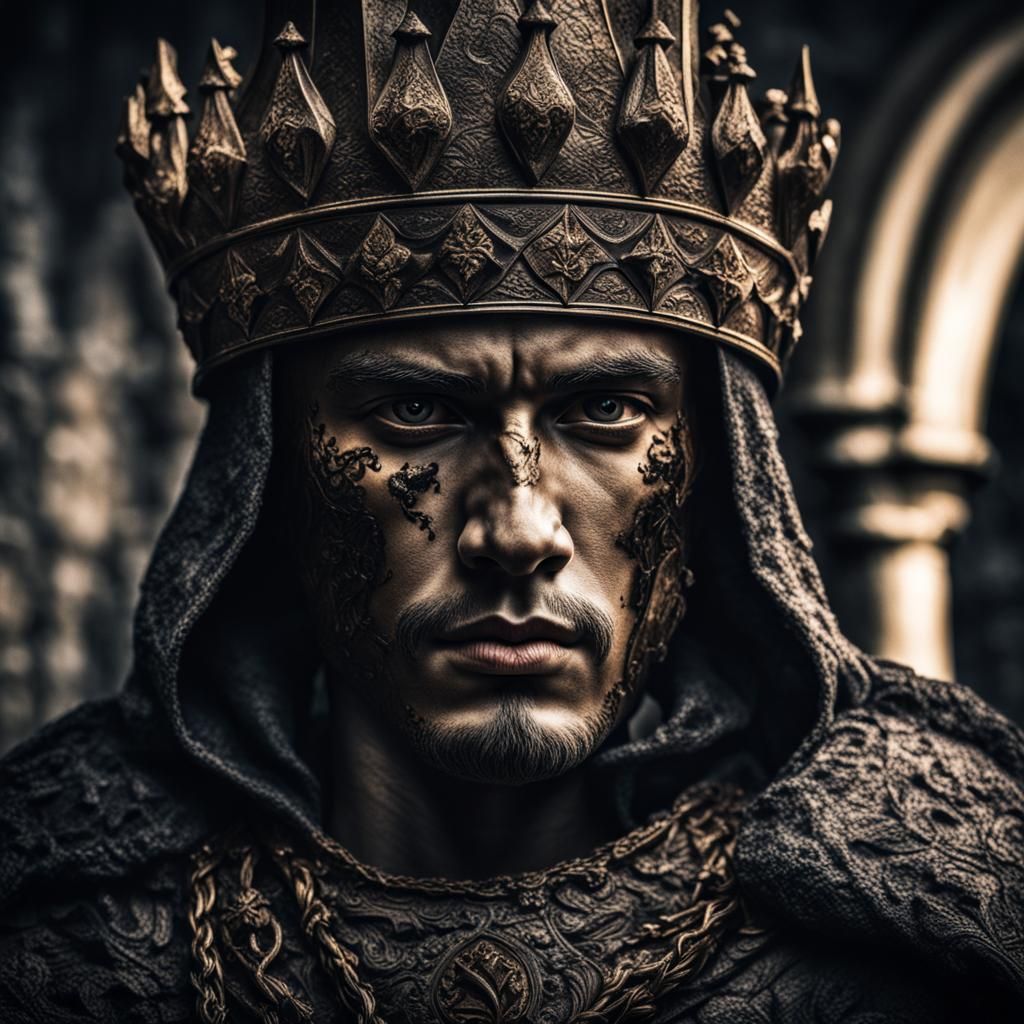 Dark and Moody Portrait of a Young Medieval King