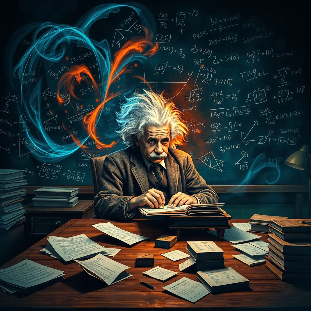 Einstein's Imagination: A Vibrant Digital Art Portrait