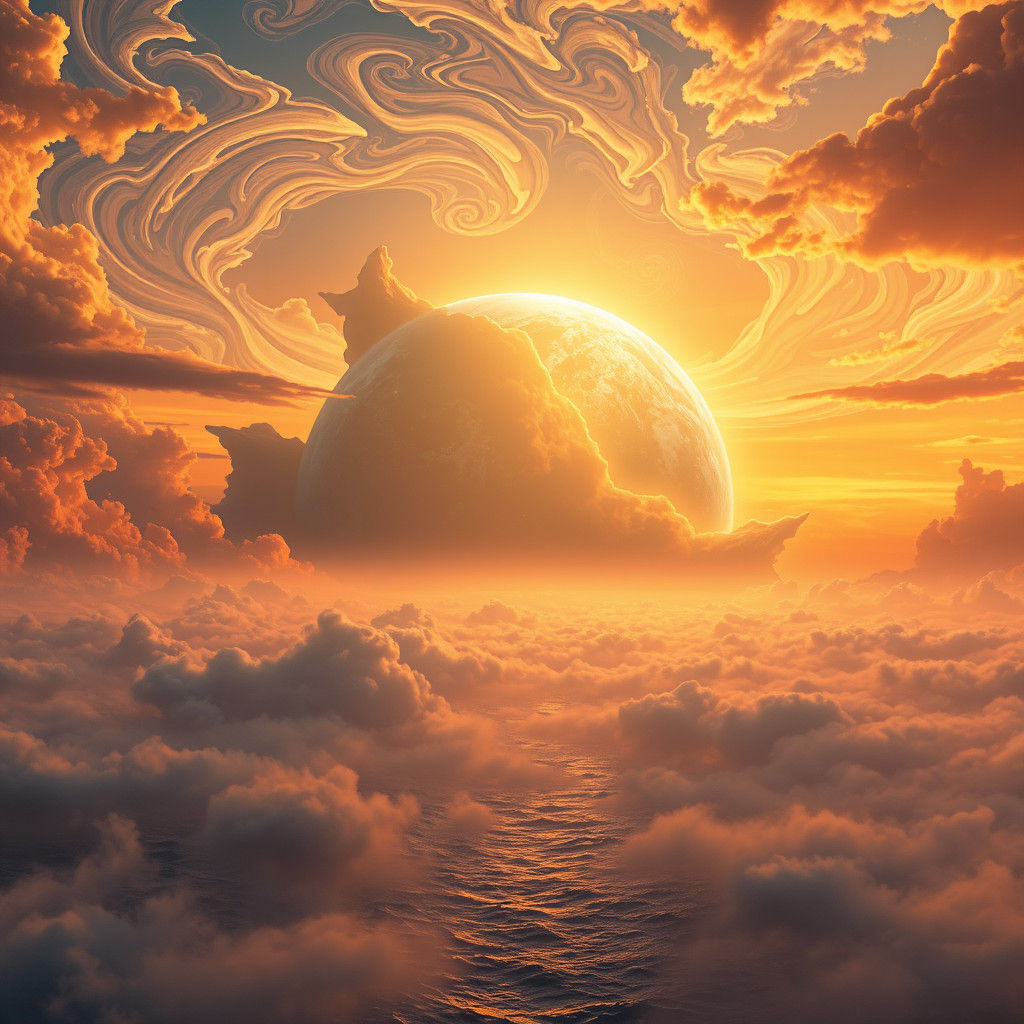 Flat Earth Concept Art in Golden Hour