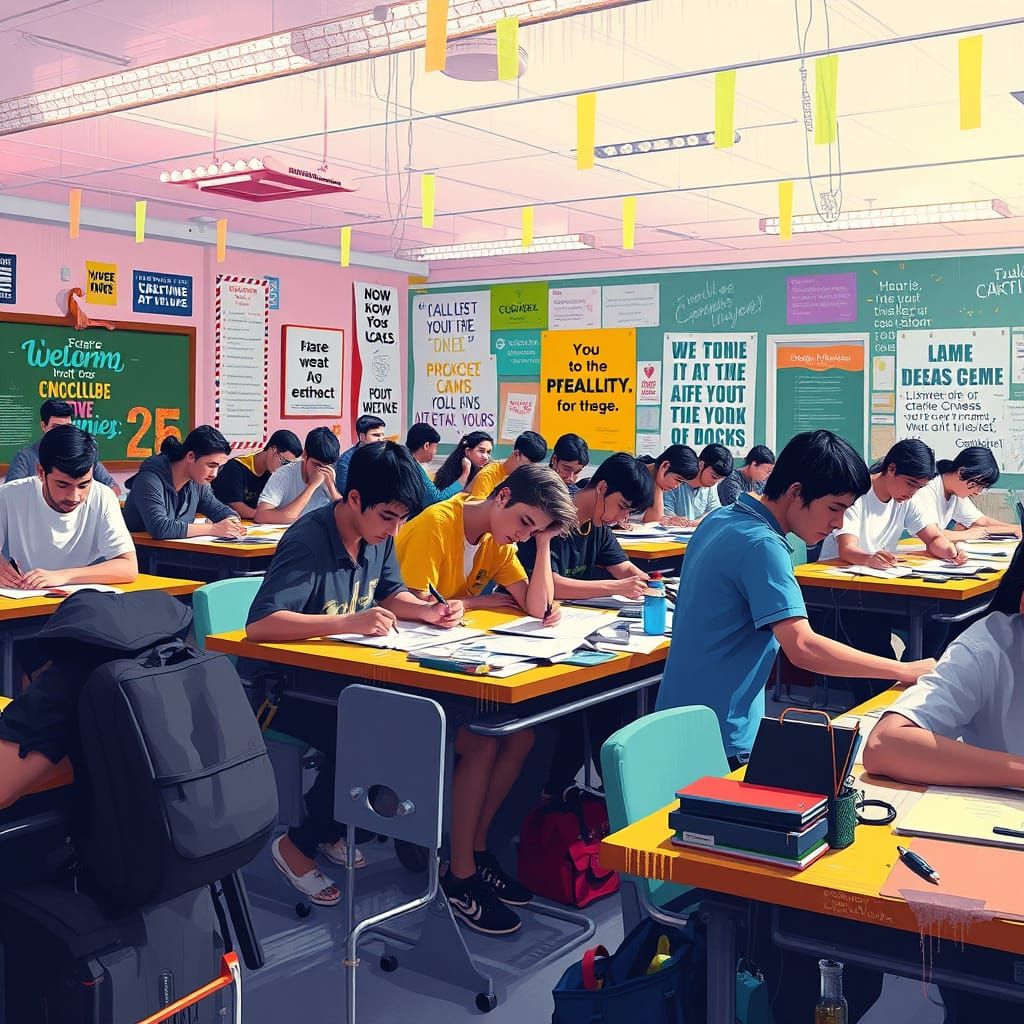 Students in a Vibrant Classroom Focused on Creative Projects