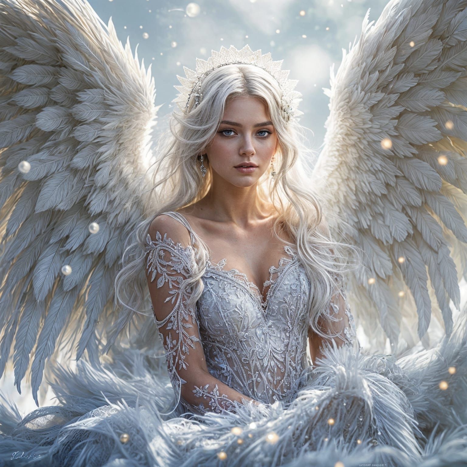 Ethereal White Angel Portrait in High Fashion Photography