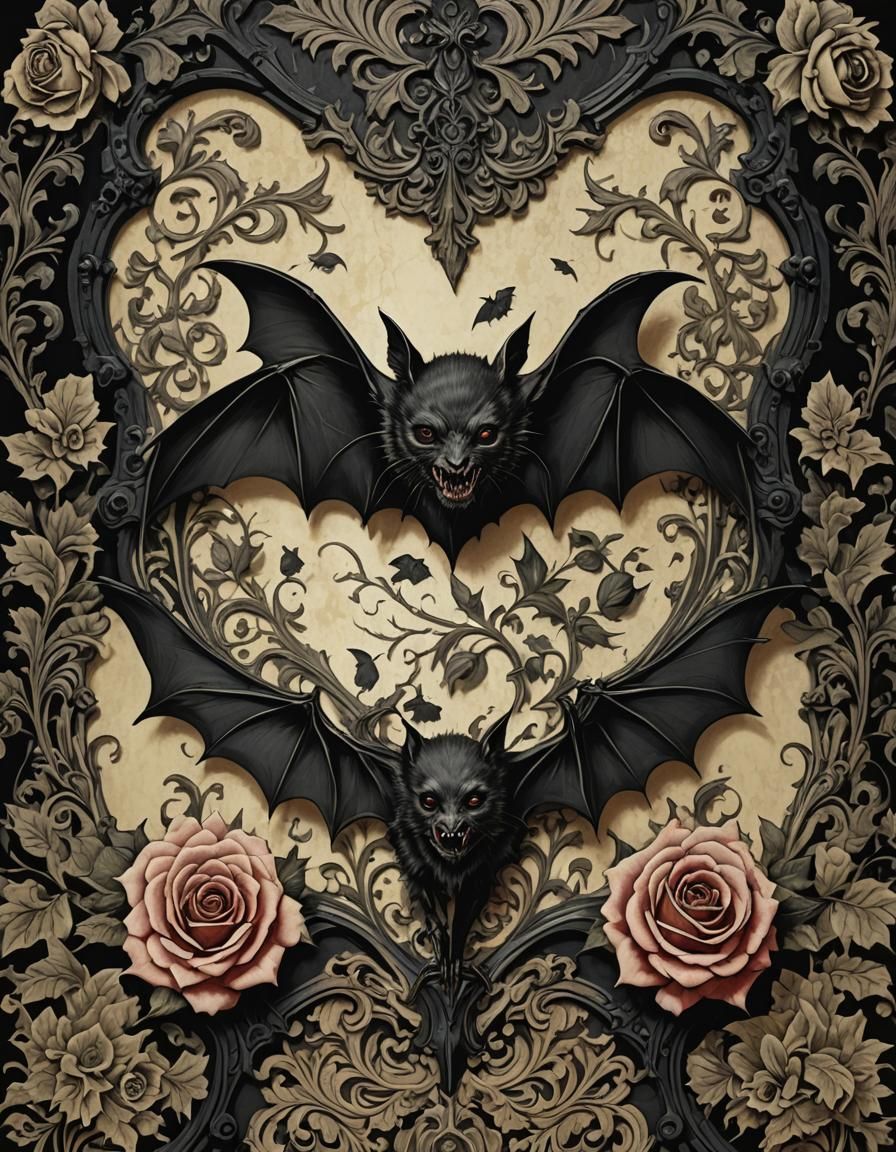 Gothic Victorian Vampire Rose Coffin Art