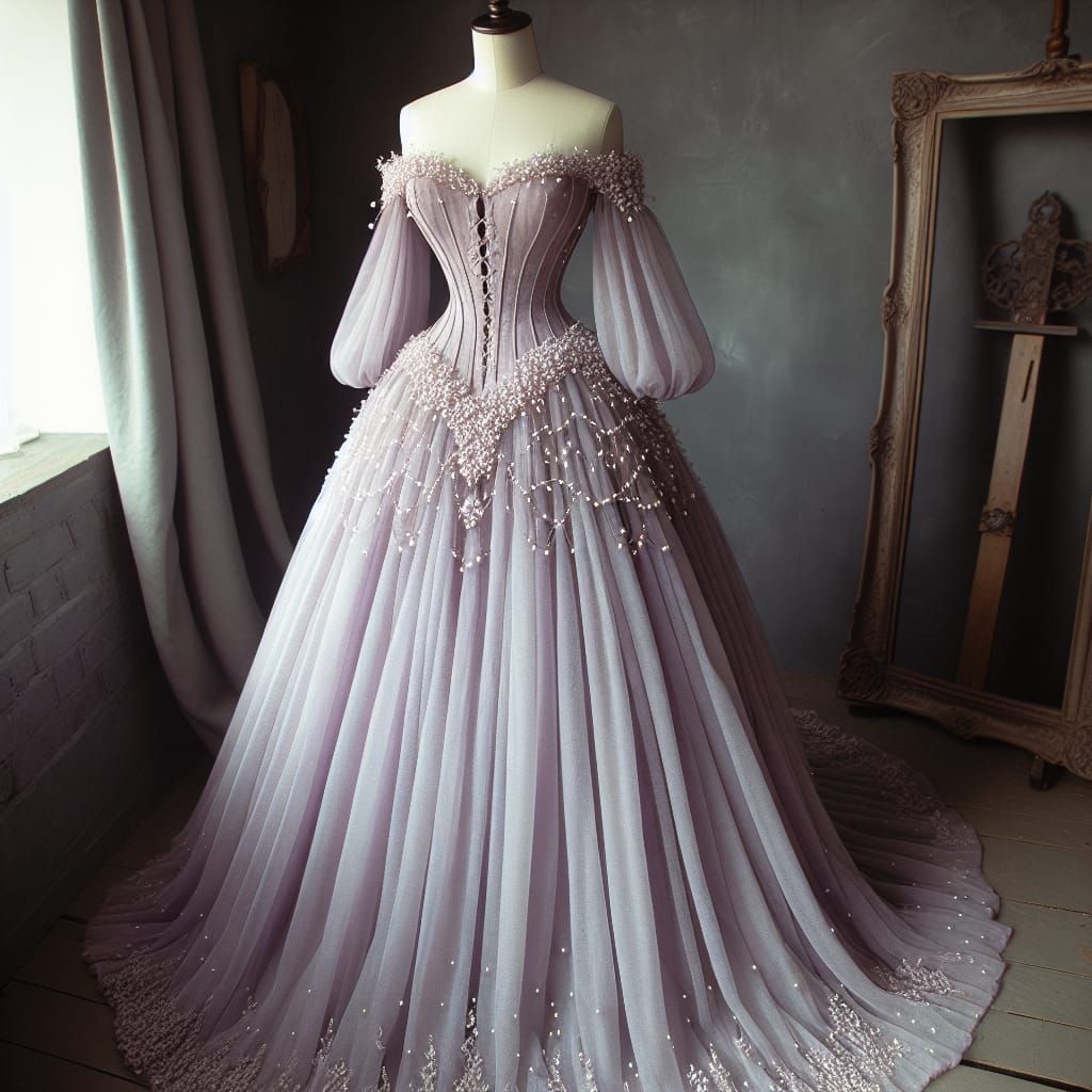 Lavender Pearl Fairy Core Medieval Dress on Form