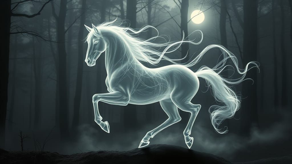 Ethereal Smoke Centaur in Dreamlike Forest