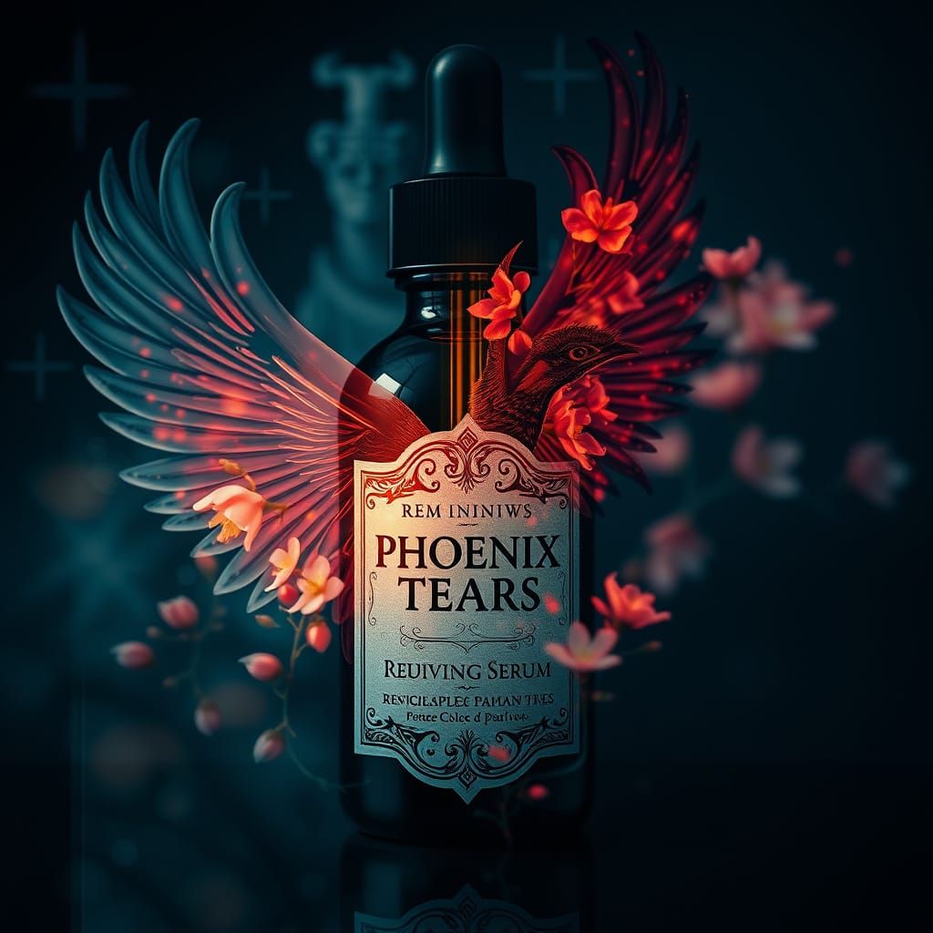 Surreal Dark Fantasy Art of Revitalizing Phoenix Tears