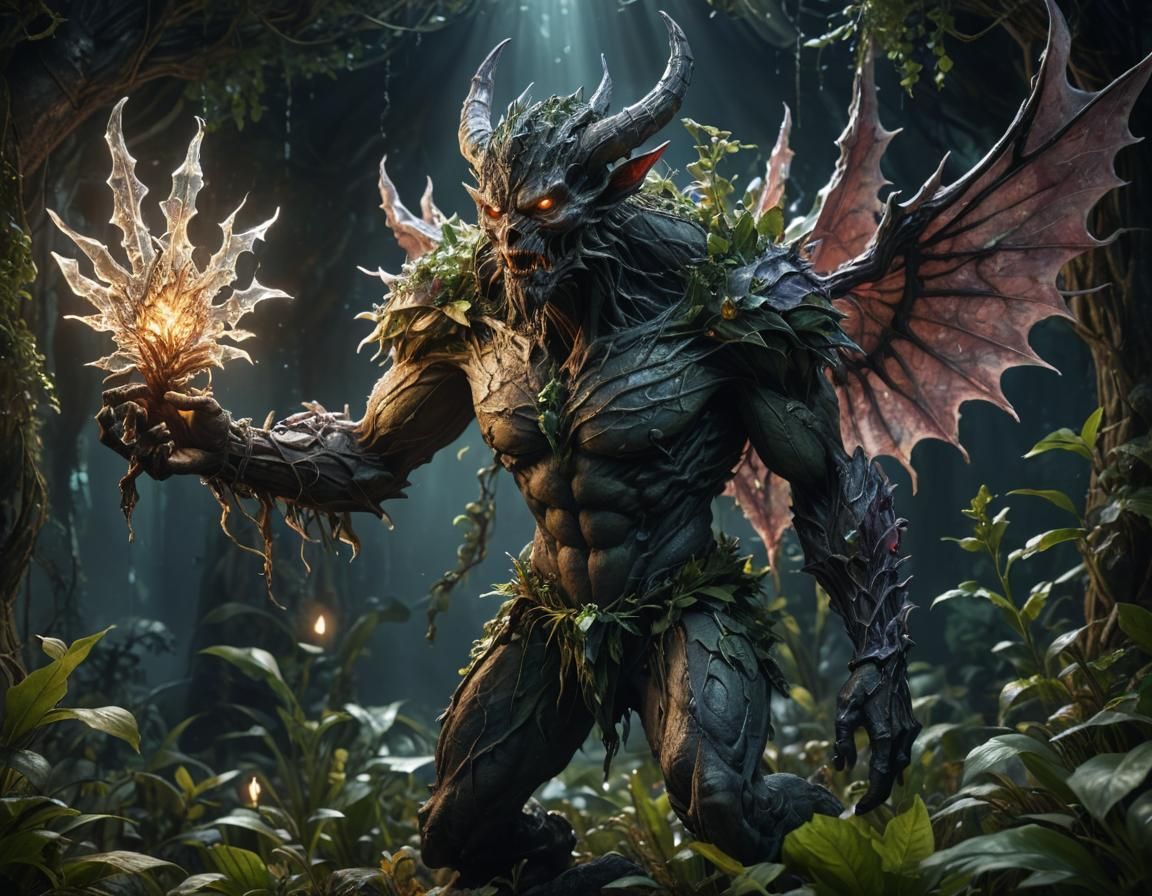 Surreal Crystalline Demon Saves Imp in Hyper-Realistic Fanta...