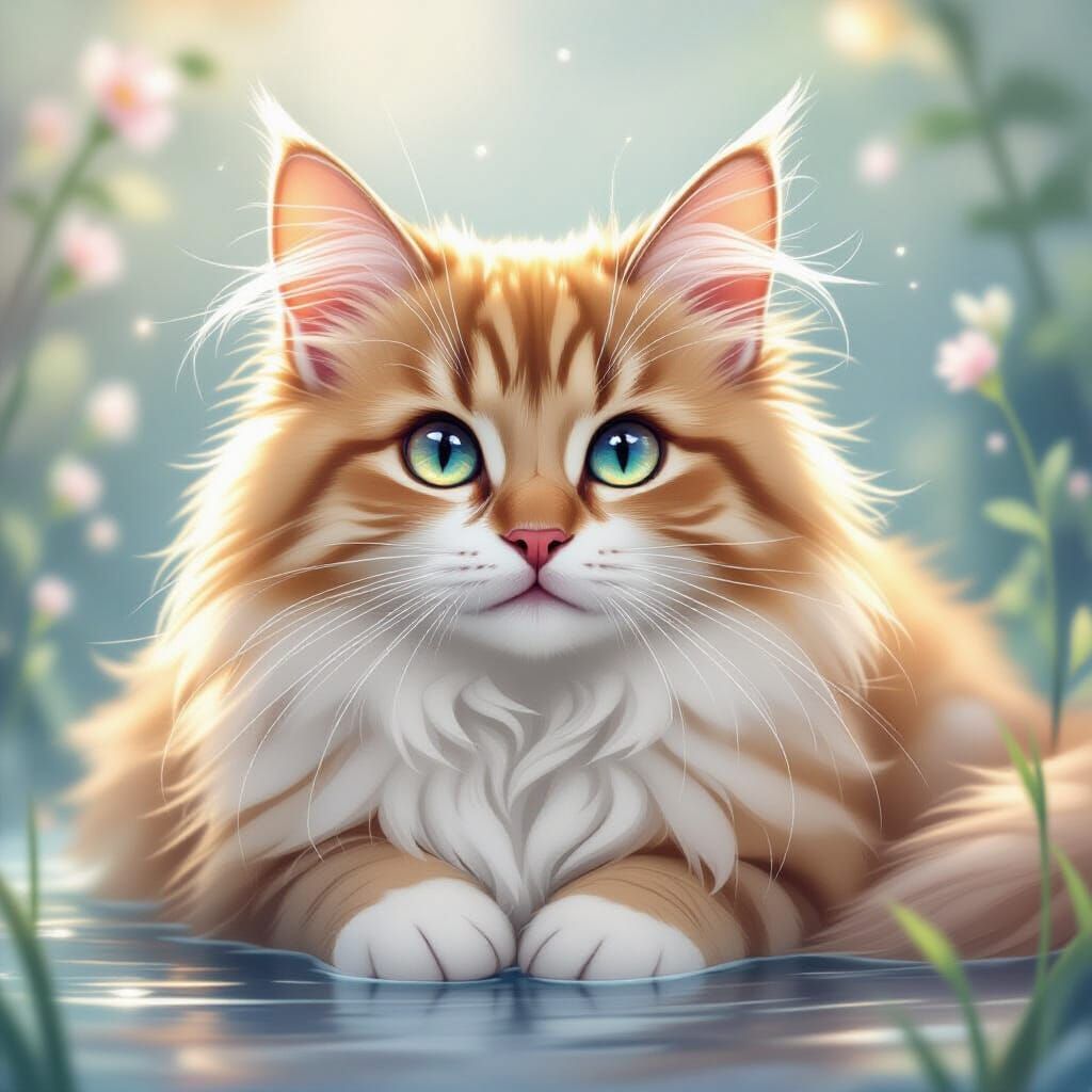 Pastel Cat in Ethereal Illustrative Style