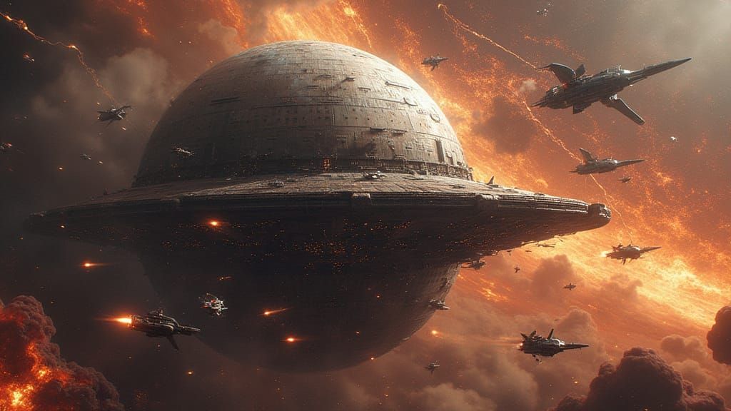 Mechanized Planet Warship in Space