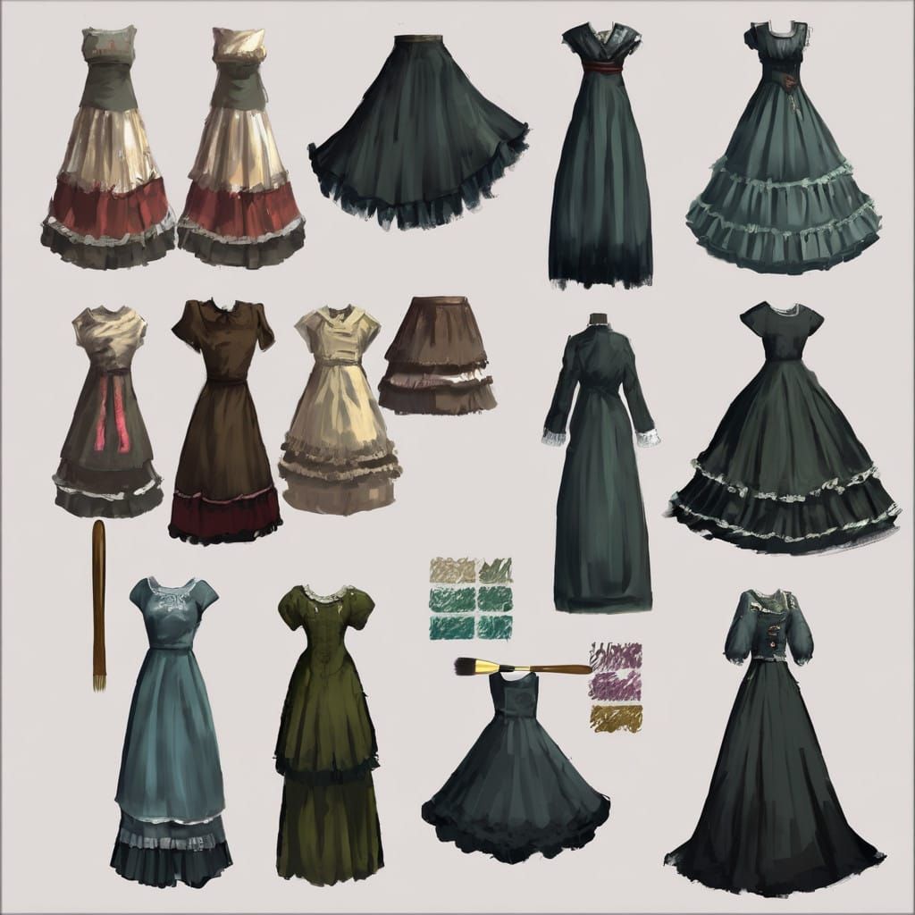 Anime-Style Girl in Elegant Petticoat Dress with Vibrant Acc...