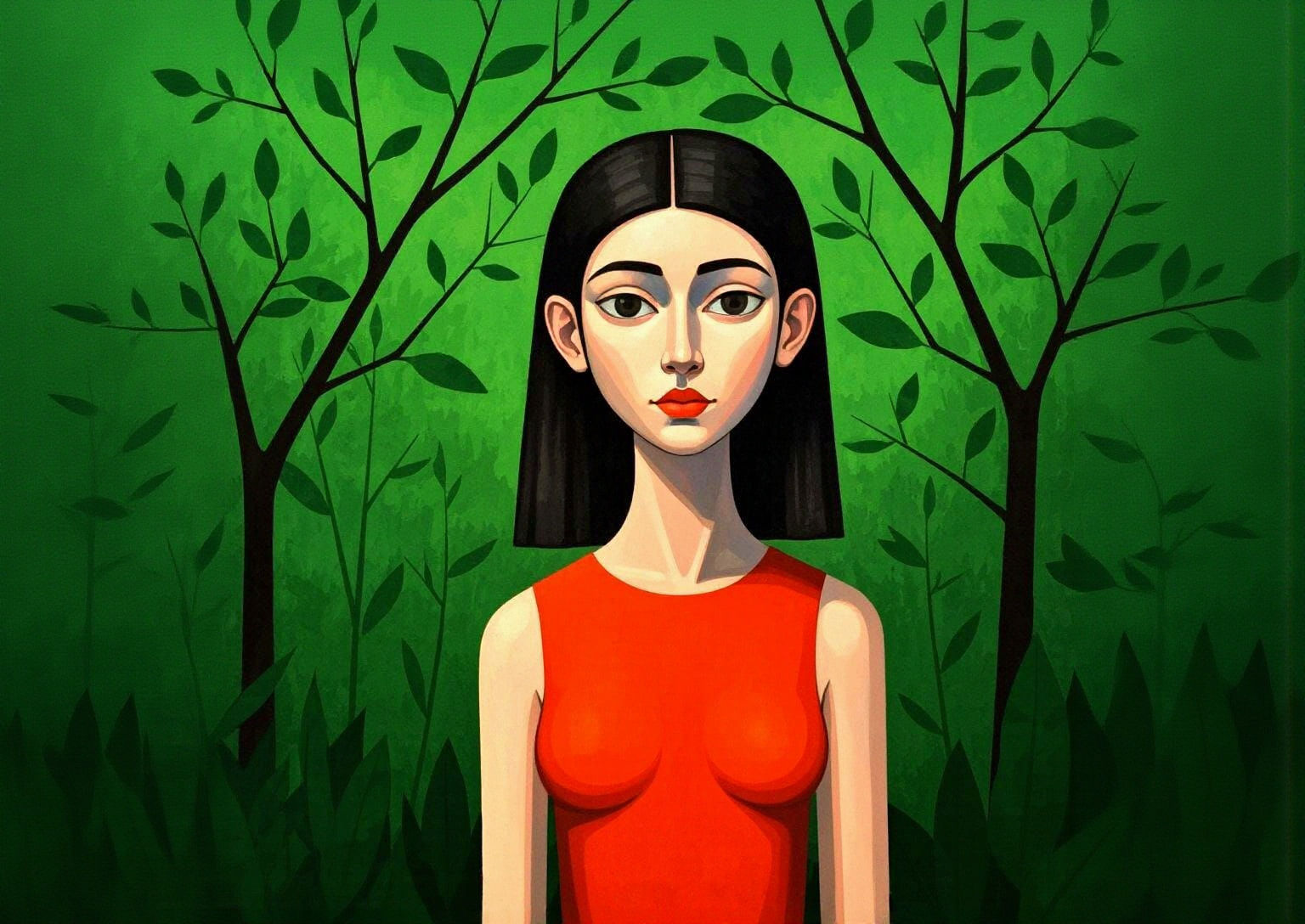 Cubist Girl in Nature