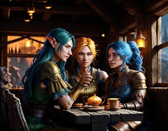 Goblins Enjoying Cocktails in a Fantasy Tavern