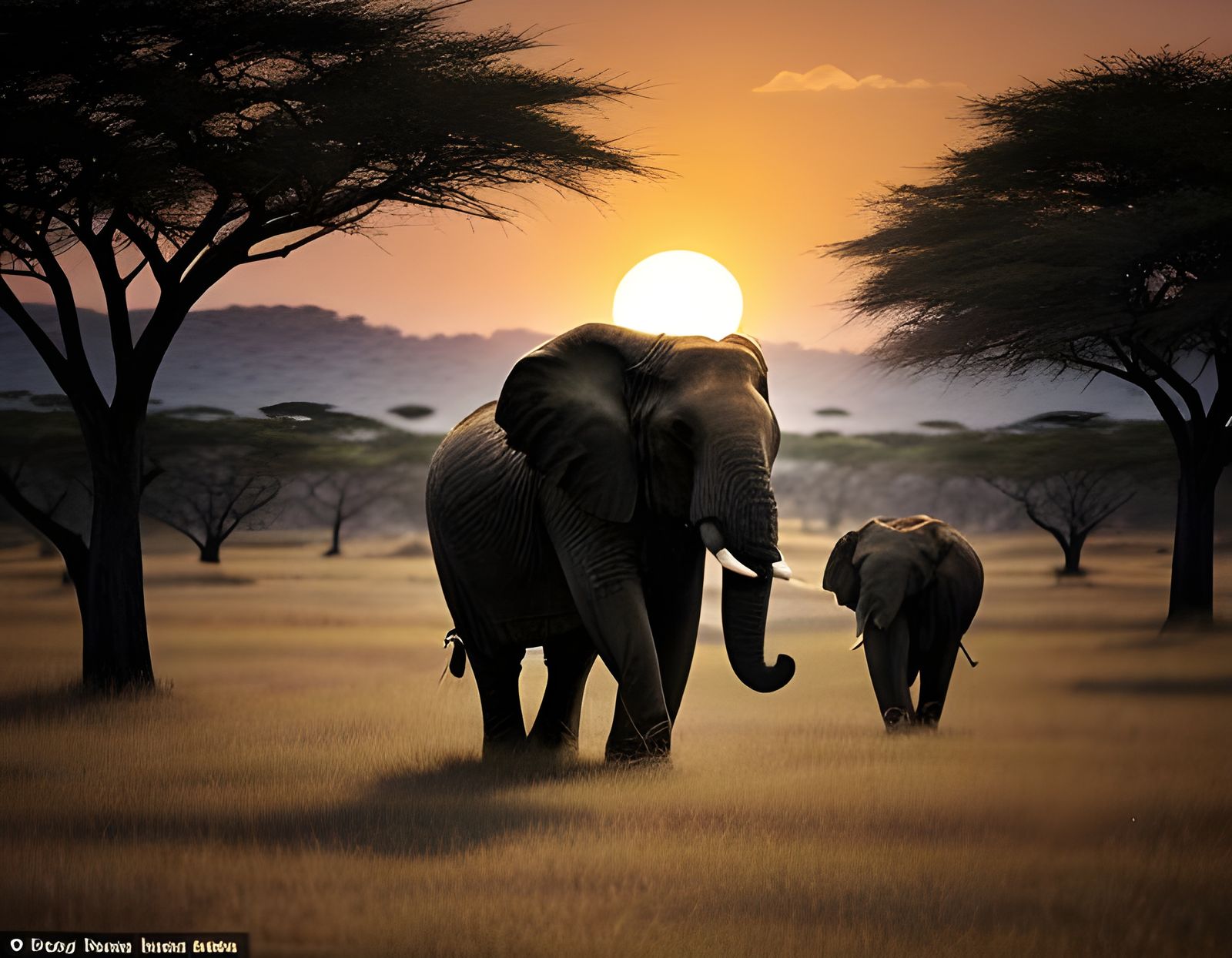 Majestic Elephant Family Traversing The Savanna