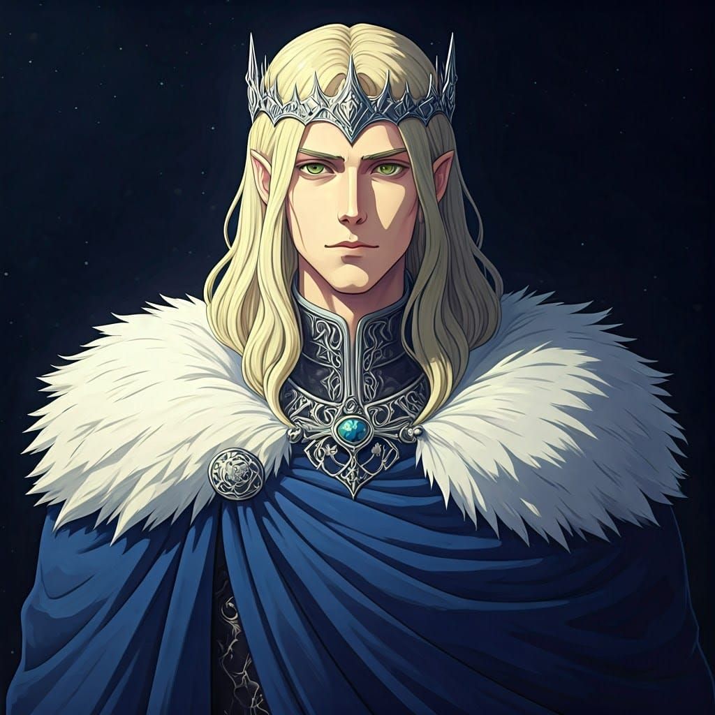 Anime Elf King in Studio Ghibli Style