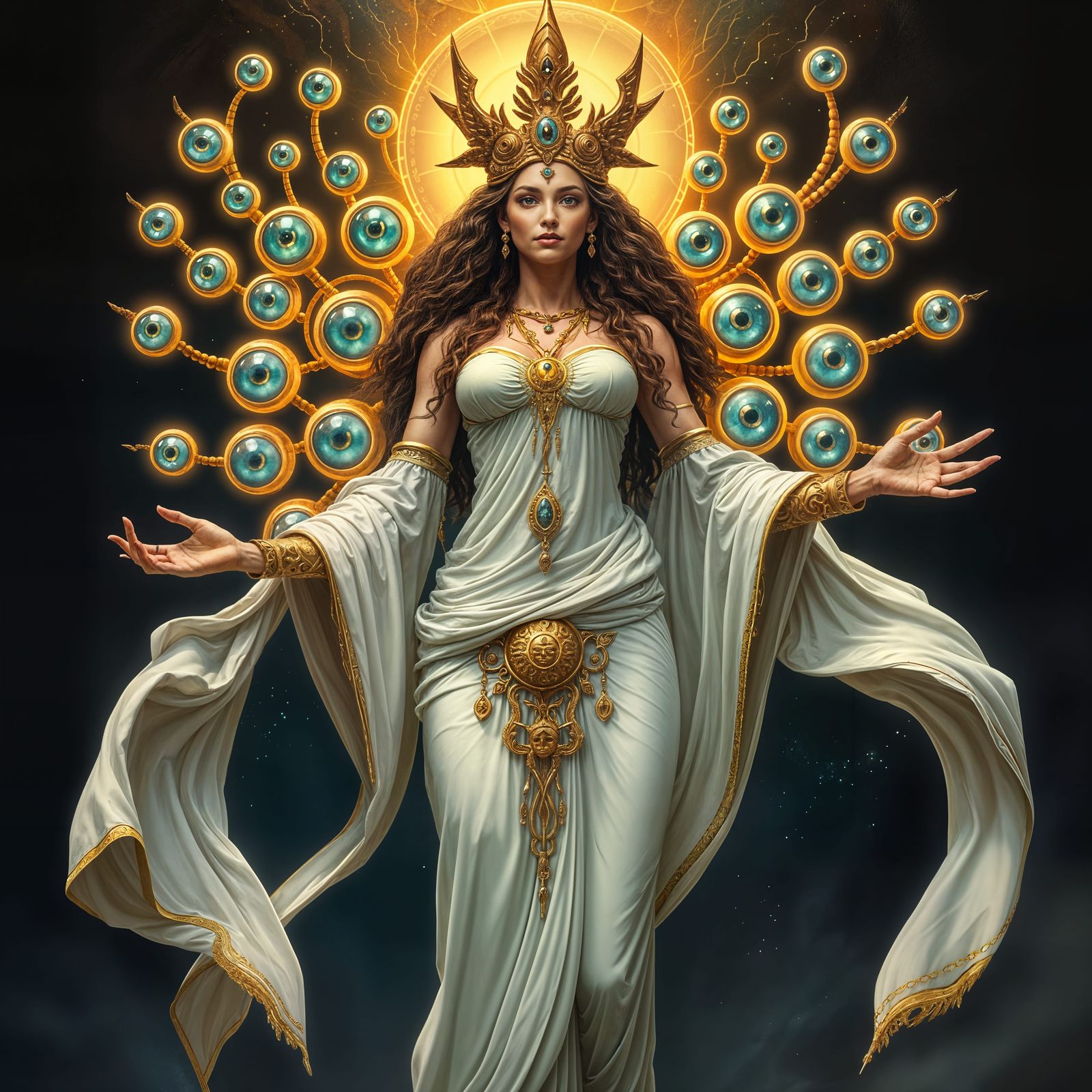 Goddess Asherah with Army of Eyes, Symbolic Art