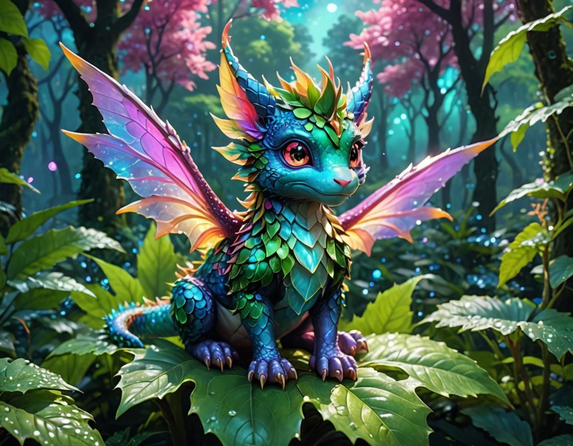 Enchanting Fairy Dragon in Luminescent Forest