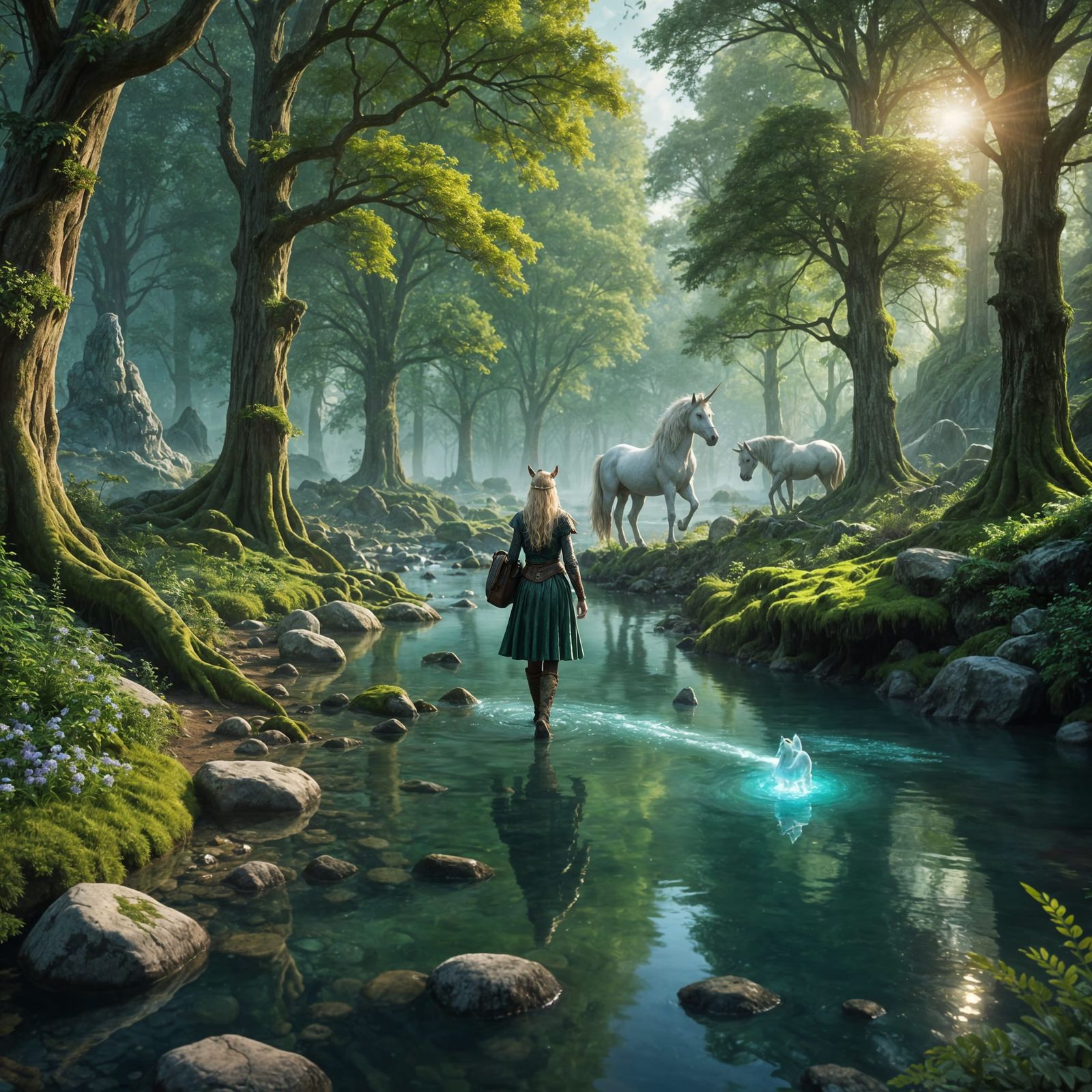 Avalon: Ethereal Forest Realm with Unicorn
