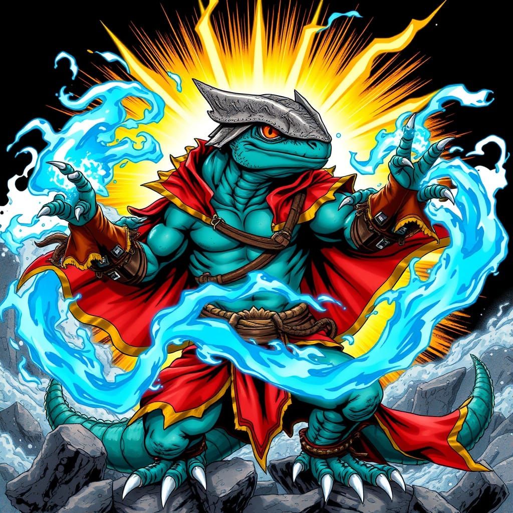 Mighty Teal Lizardfolk Unleashes Epic Blue Kamehameha
