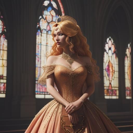 Hyperrealistic Princess Peach Portrait in Ornate Throne Room
